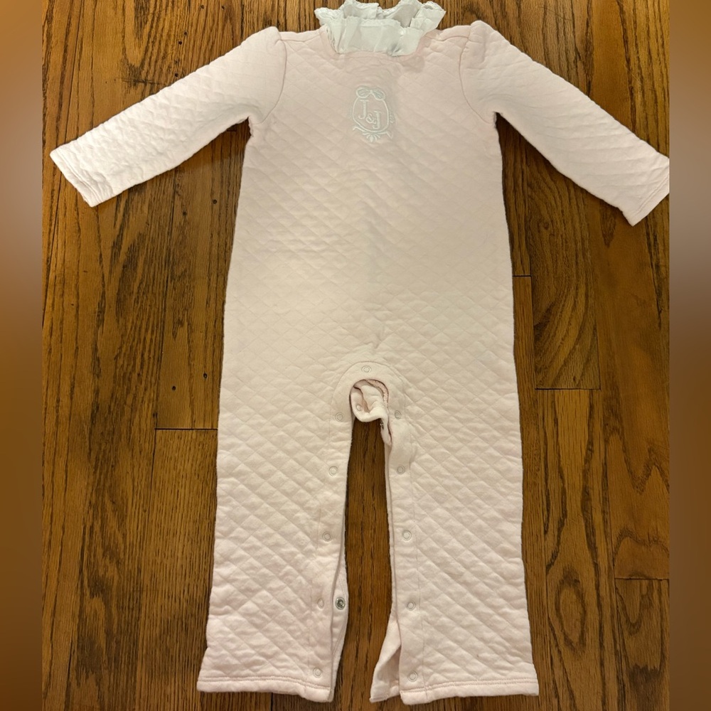 Janie and Jack Quilted Light Pink Footed One-Piece